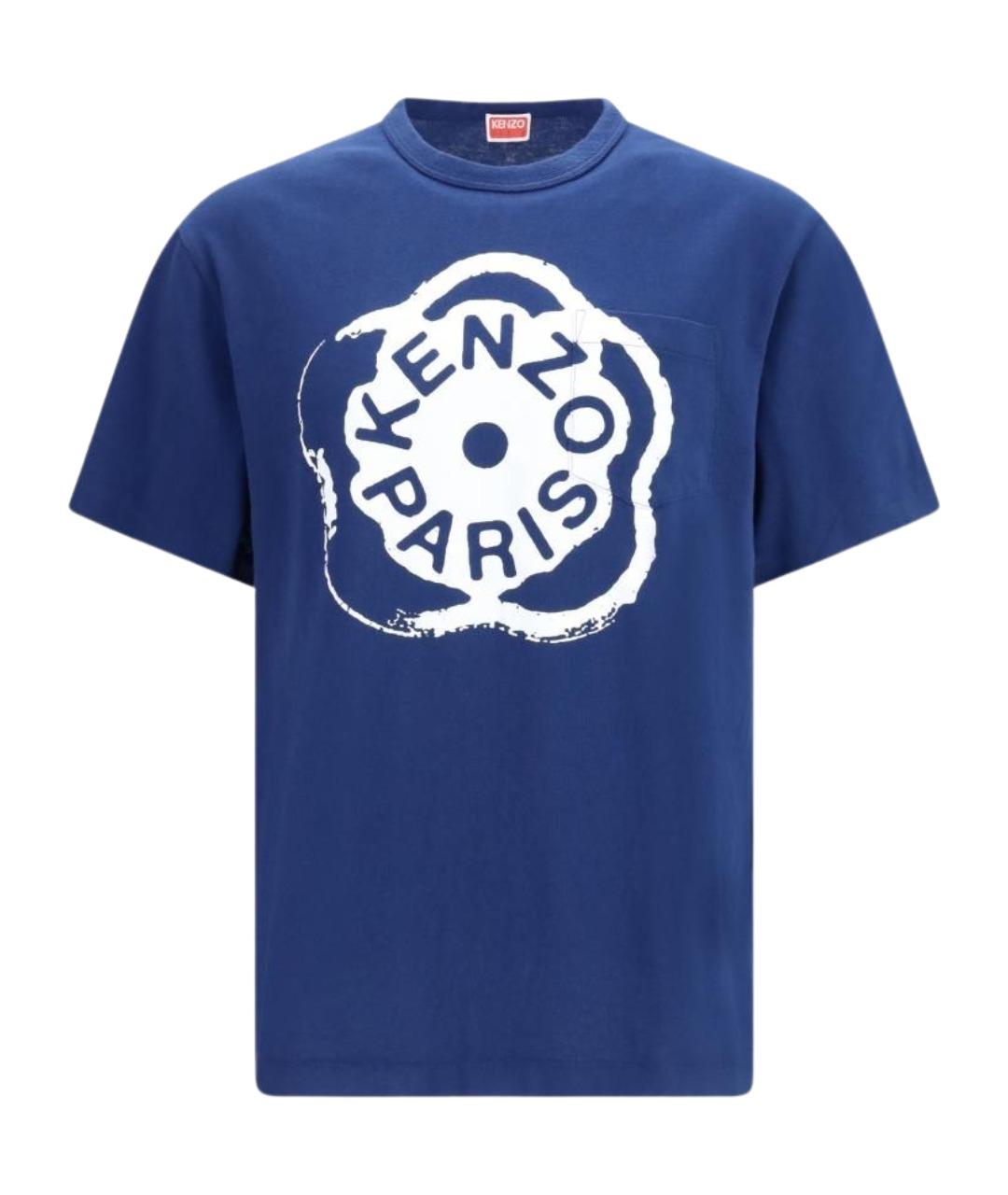 KENZO Синяя хлопковая футболка, фото 1