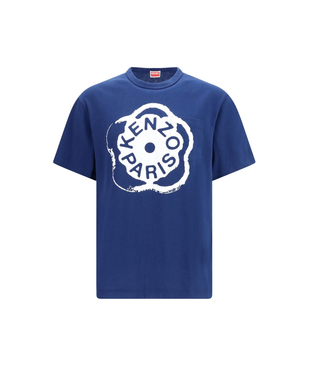 KENZO Синяя хлопковая футболка, фото 4