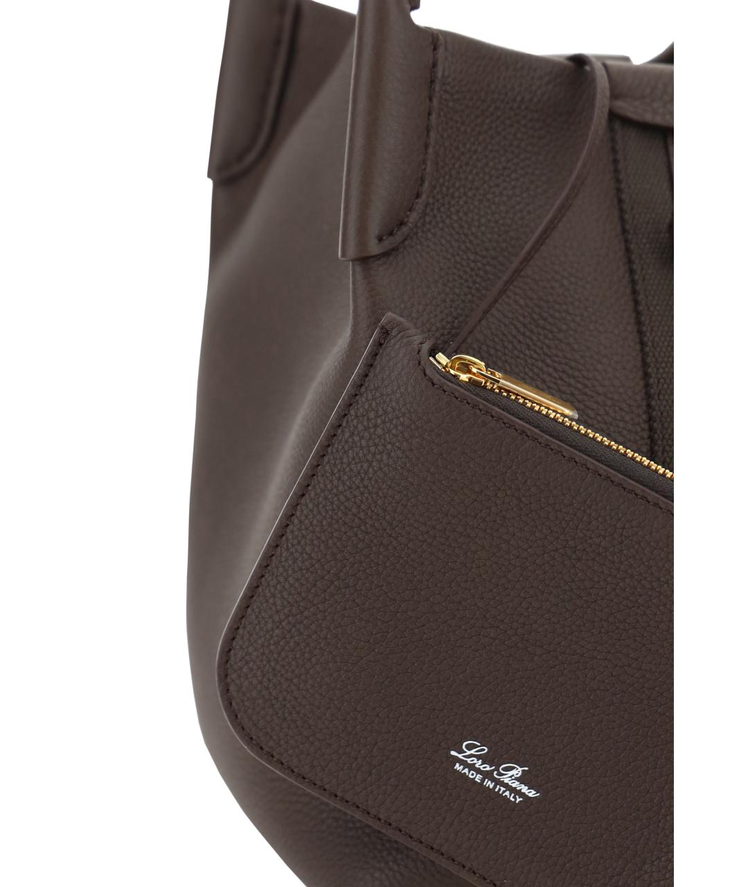 LORO PIANA Коричневая кожаная сумка тоут, фото 5