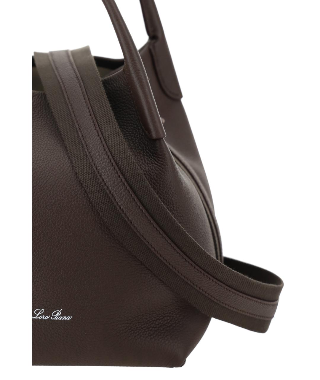 LORO PIANA Коричневая кожаная сумка тоут, фото 4
