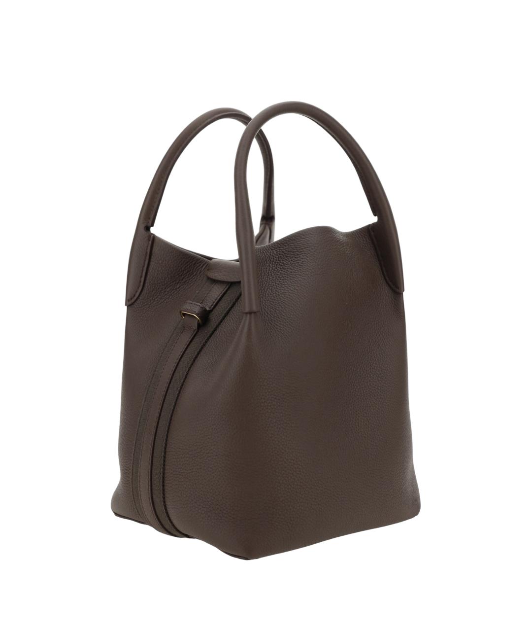 LORO PIANA Коричневая кожаная сумка тоут, фото 3
