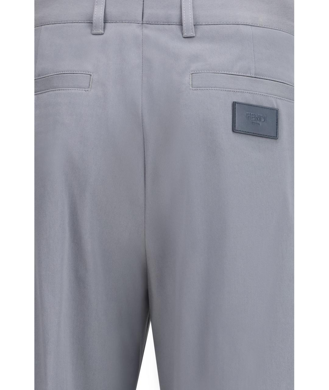 FENDI Серые хлопковые повседневные брюки, фото 3