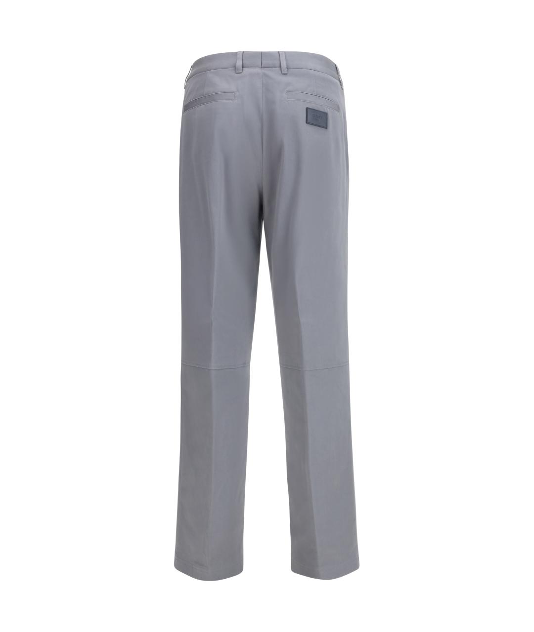 FENDI Серые хлопковые повседневные брюки, фото 2