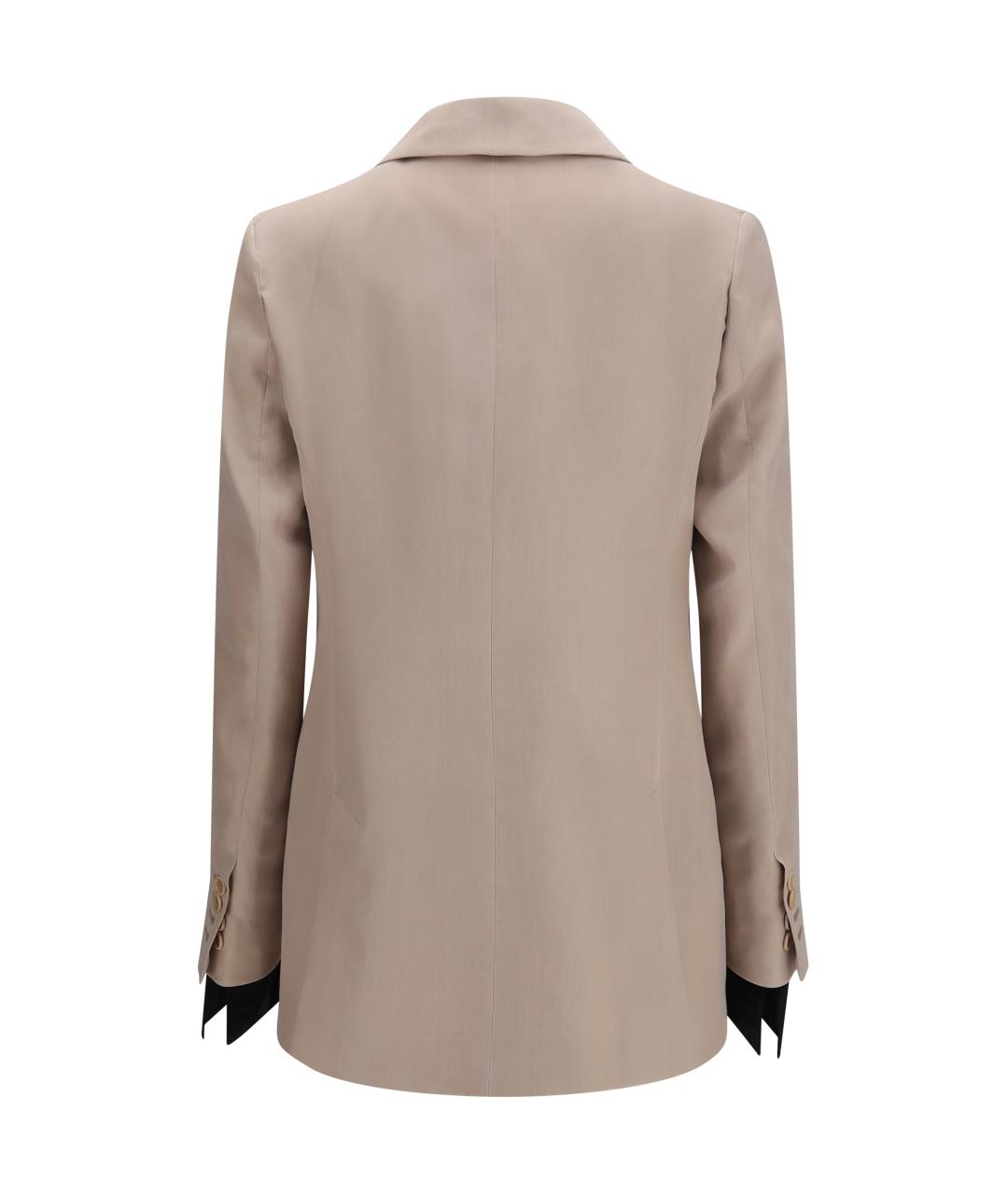 MAX MARA Бежевый шелковый жакет/пиджак, фото 2