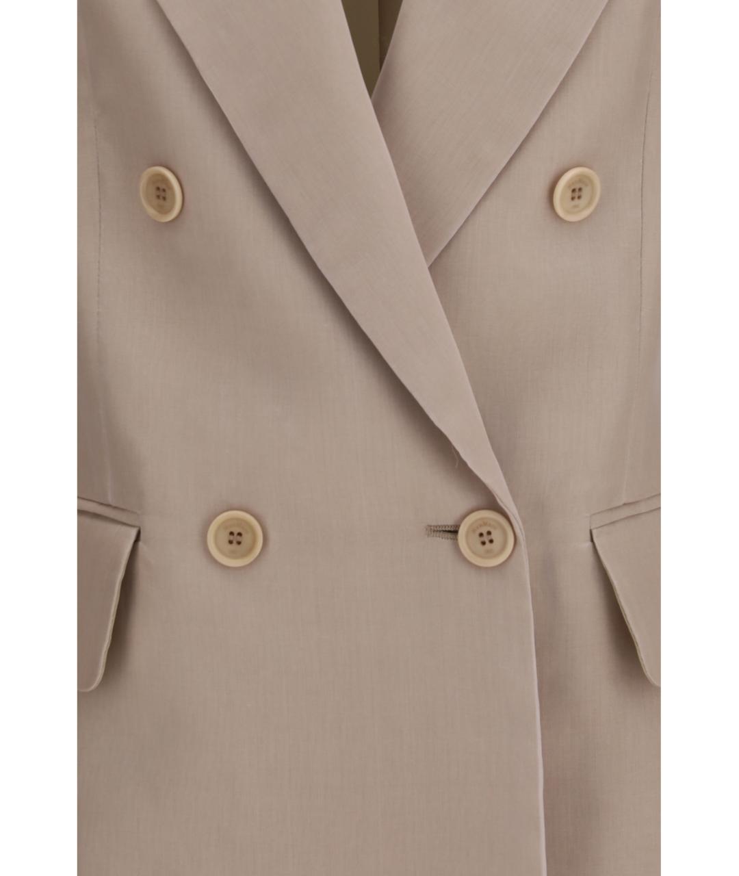 MAX MARA Бежевый шелковый жакет/пиджак, фото 3
