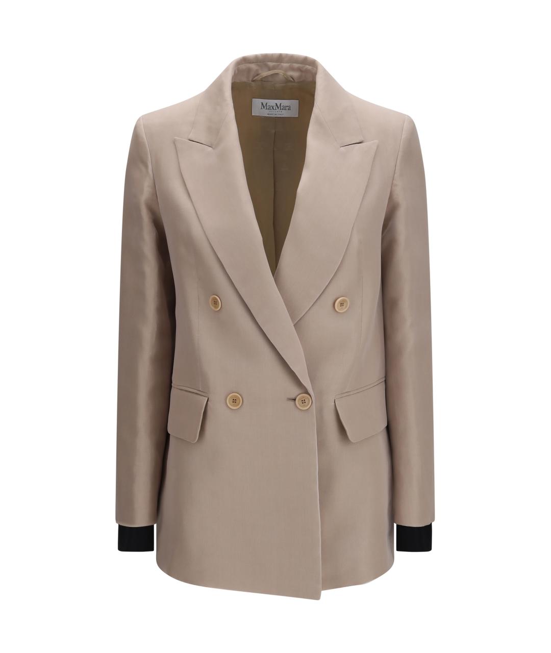 MAX MARA Бежевый шелковый жакет/пиджак, фото 1