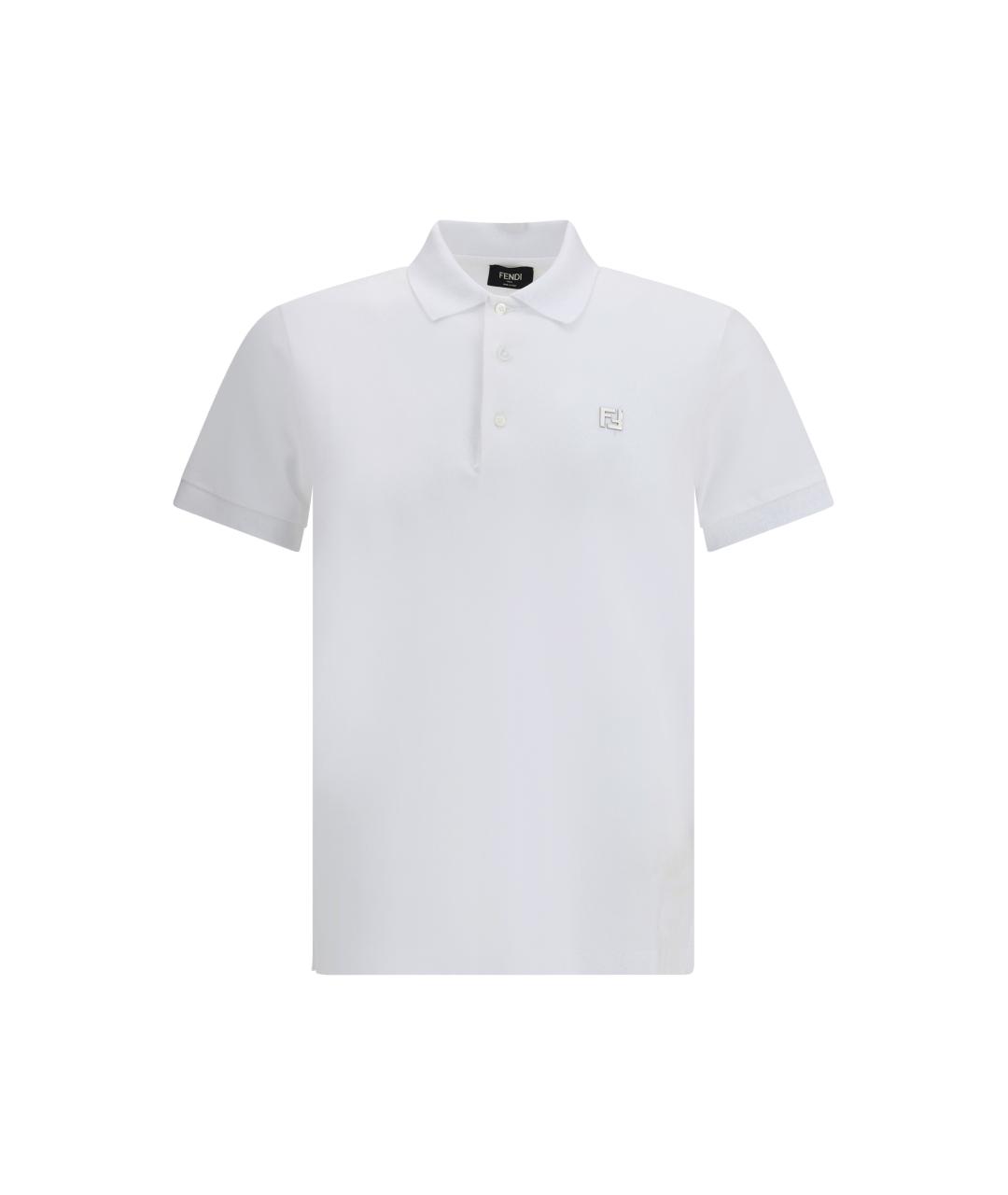 FENDI Белое хлопковое поло с коротким рукавом, фото 1