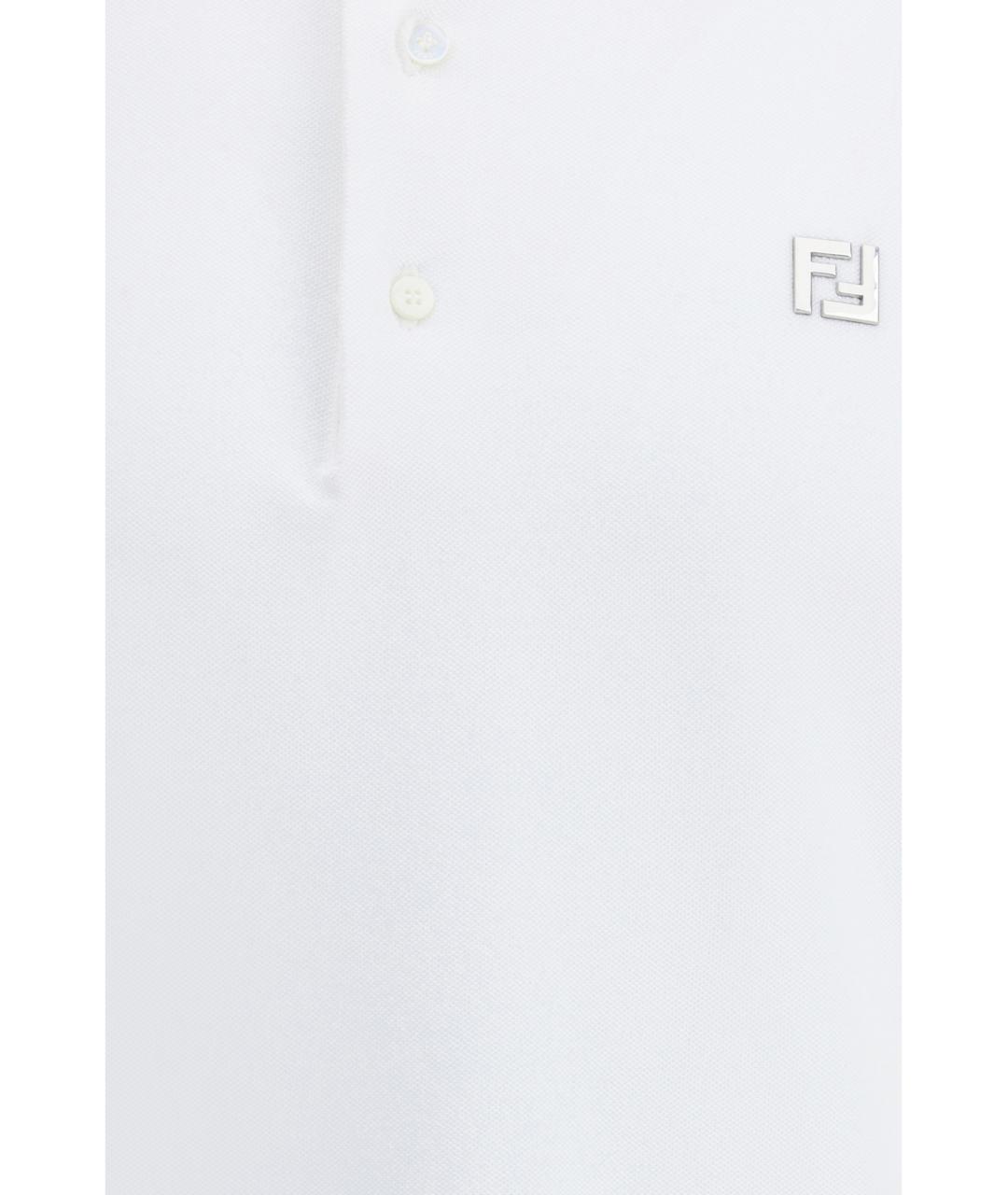 FENDI Белое хлопковое поло с коротким рукавом, фото 3