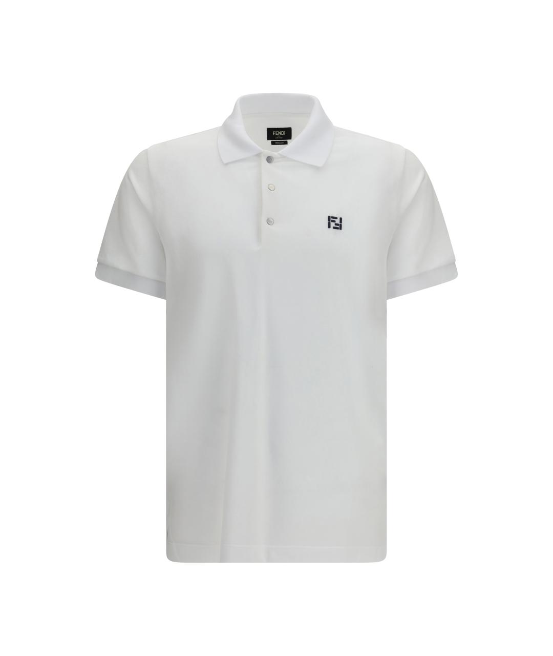 FENDI Белое хлопковое поло с коротким рукавом, фото 1