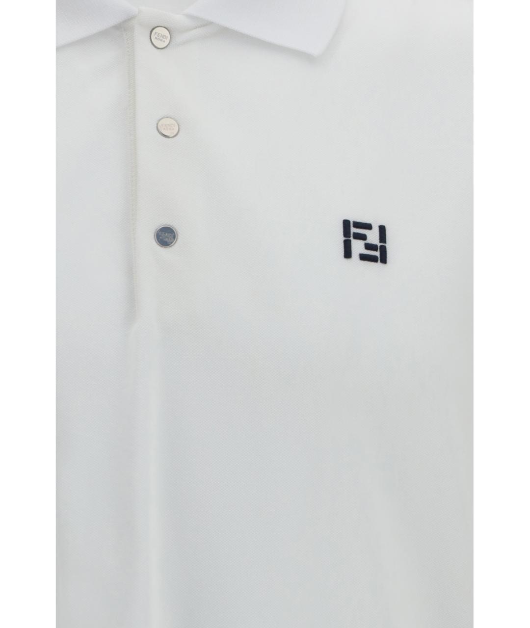 FENDI Белое хлопковое поло с коротким рукавом, фото 3