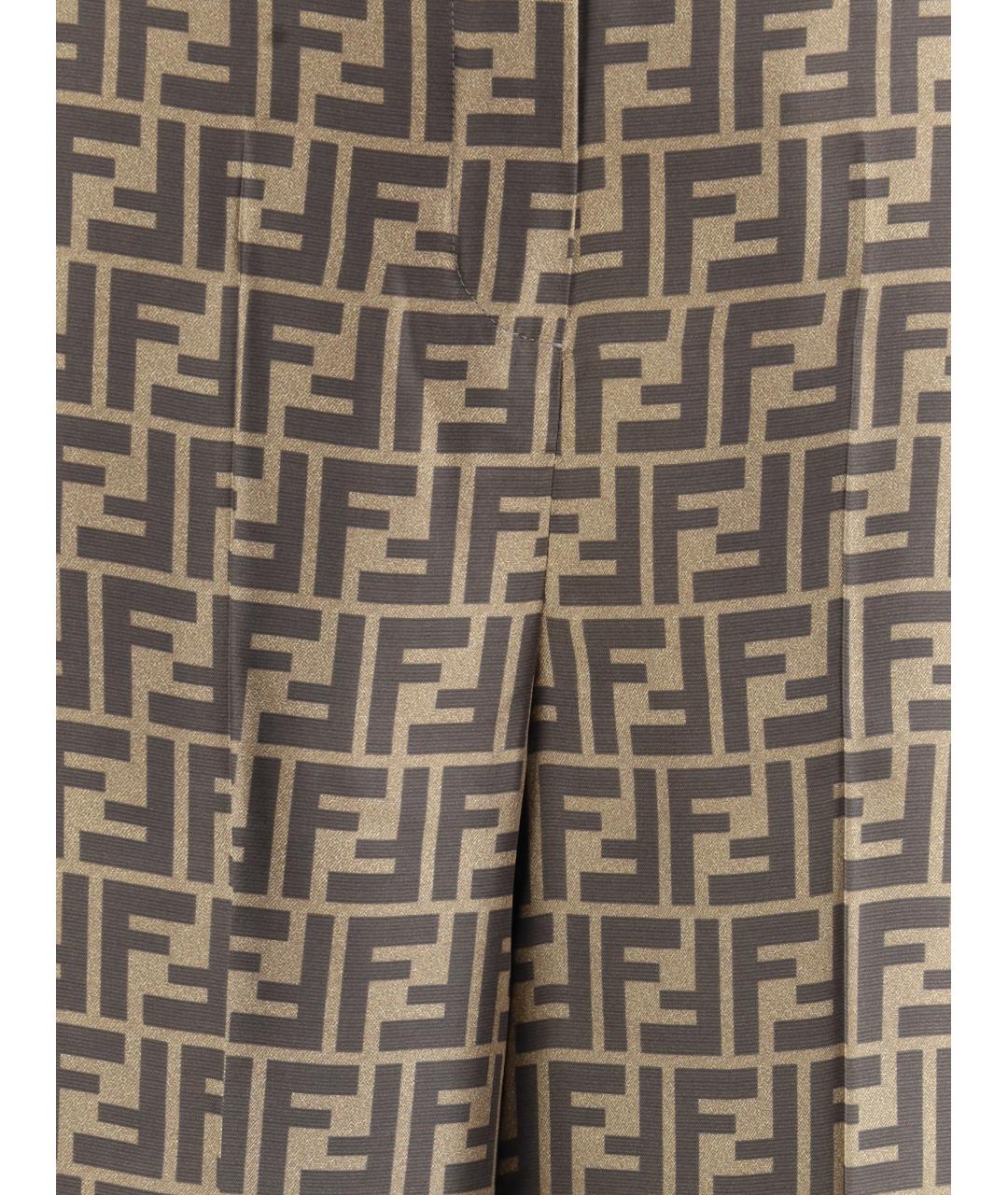 FENDI Коричневые шелковые брюки широкие, фото 3