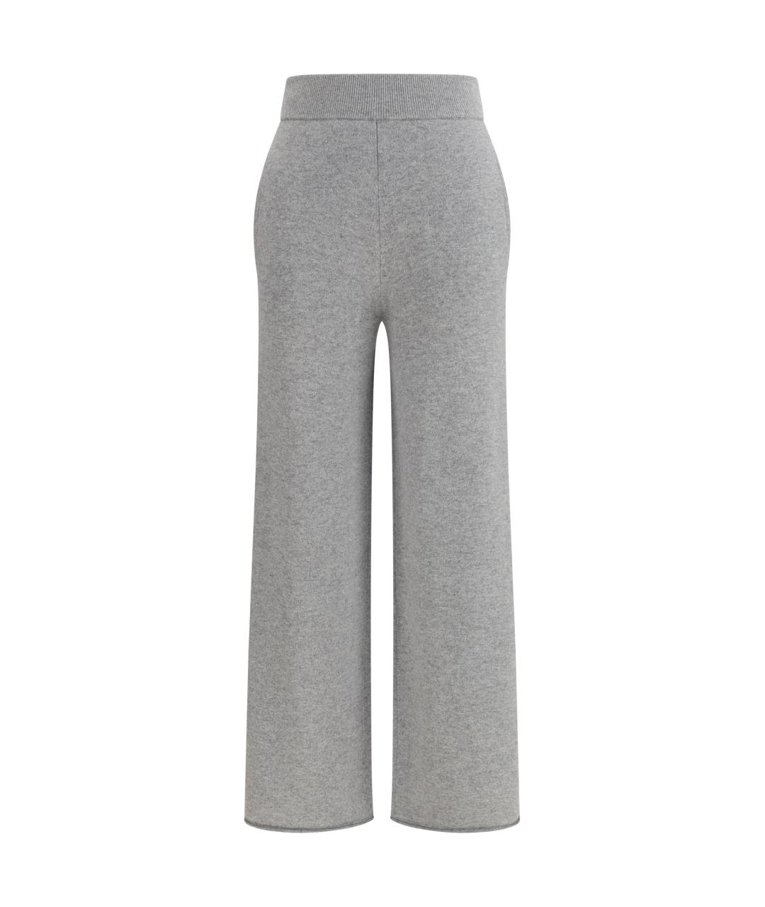 MAX MARA Серые кашемировые прямые брюки, фото 1