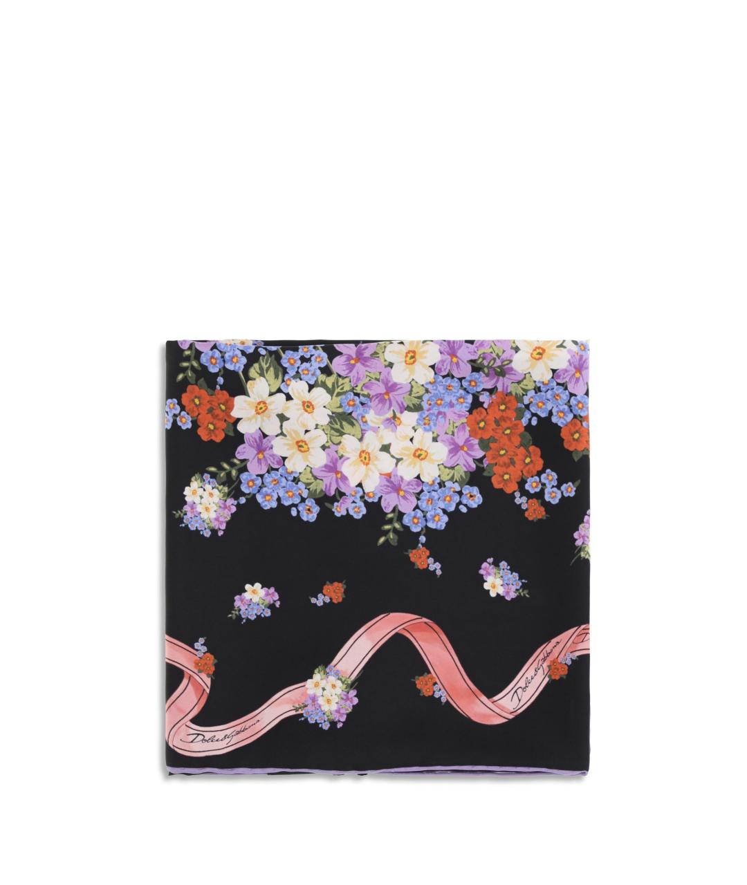 DOLCE&GABBANA Черный шелковый шарф, фото 1