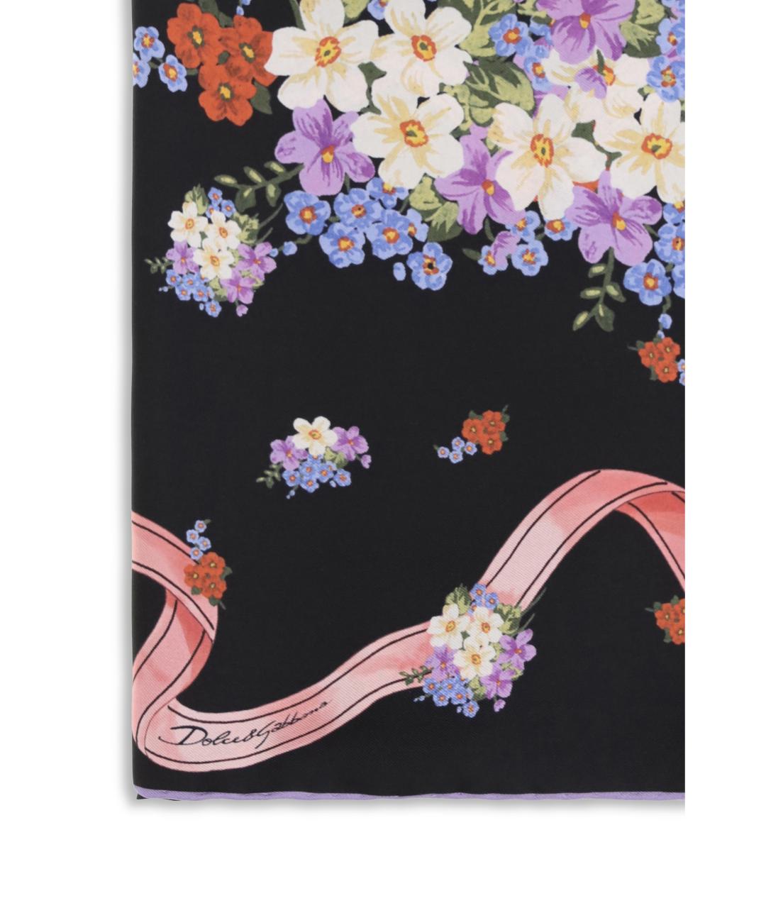 DOLCE&GABBANA Черный шелковый шарф, фото 3