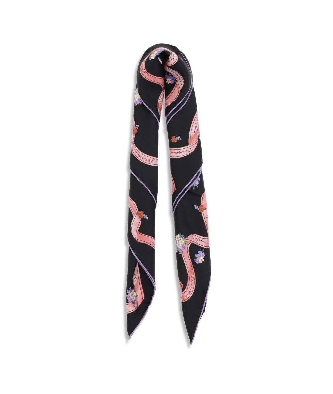 DOLCE&GABBANA Черный шелковый шарф, фото 2
