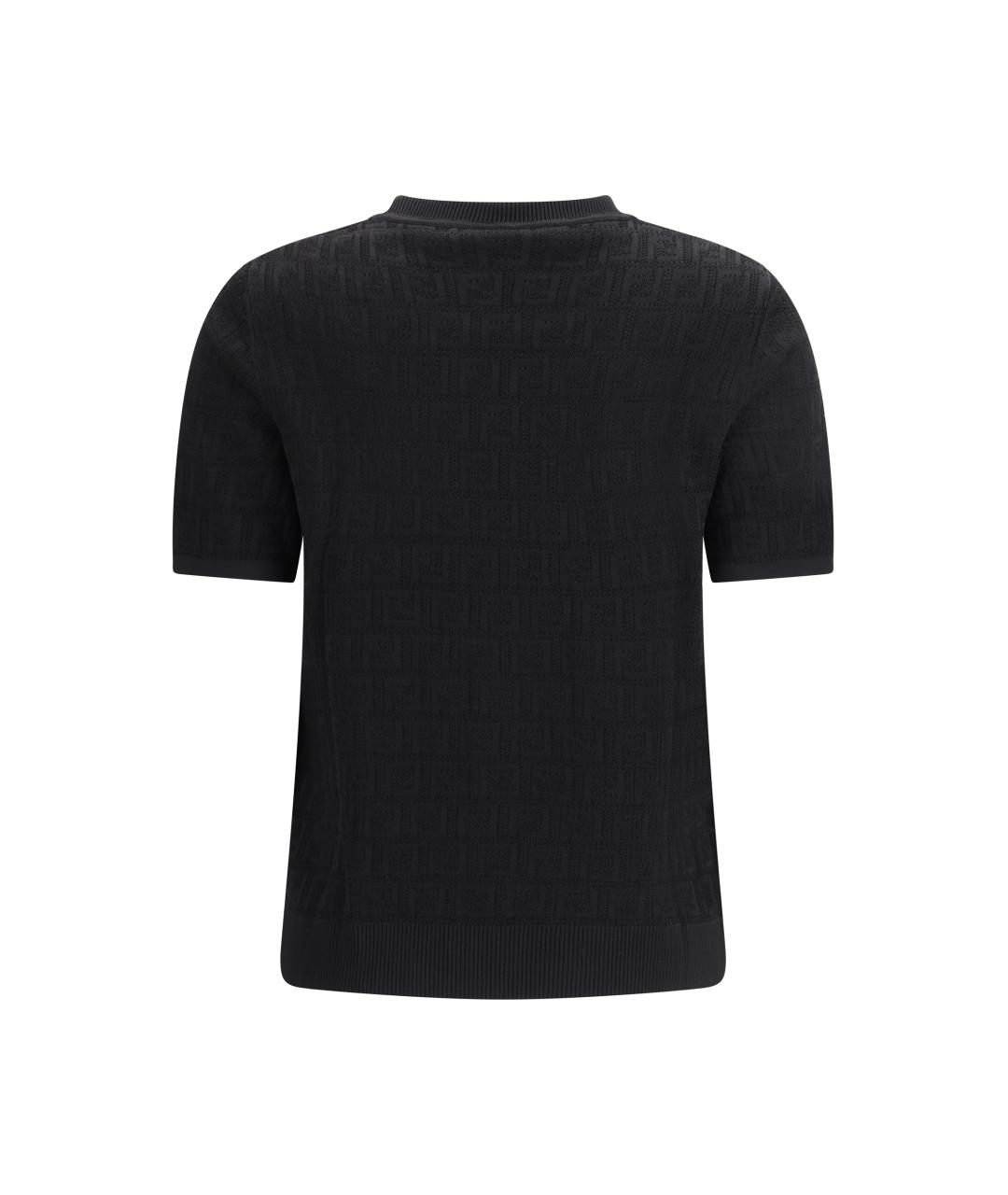 FENDI Черная хлопковая футболка, фото 2