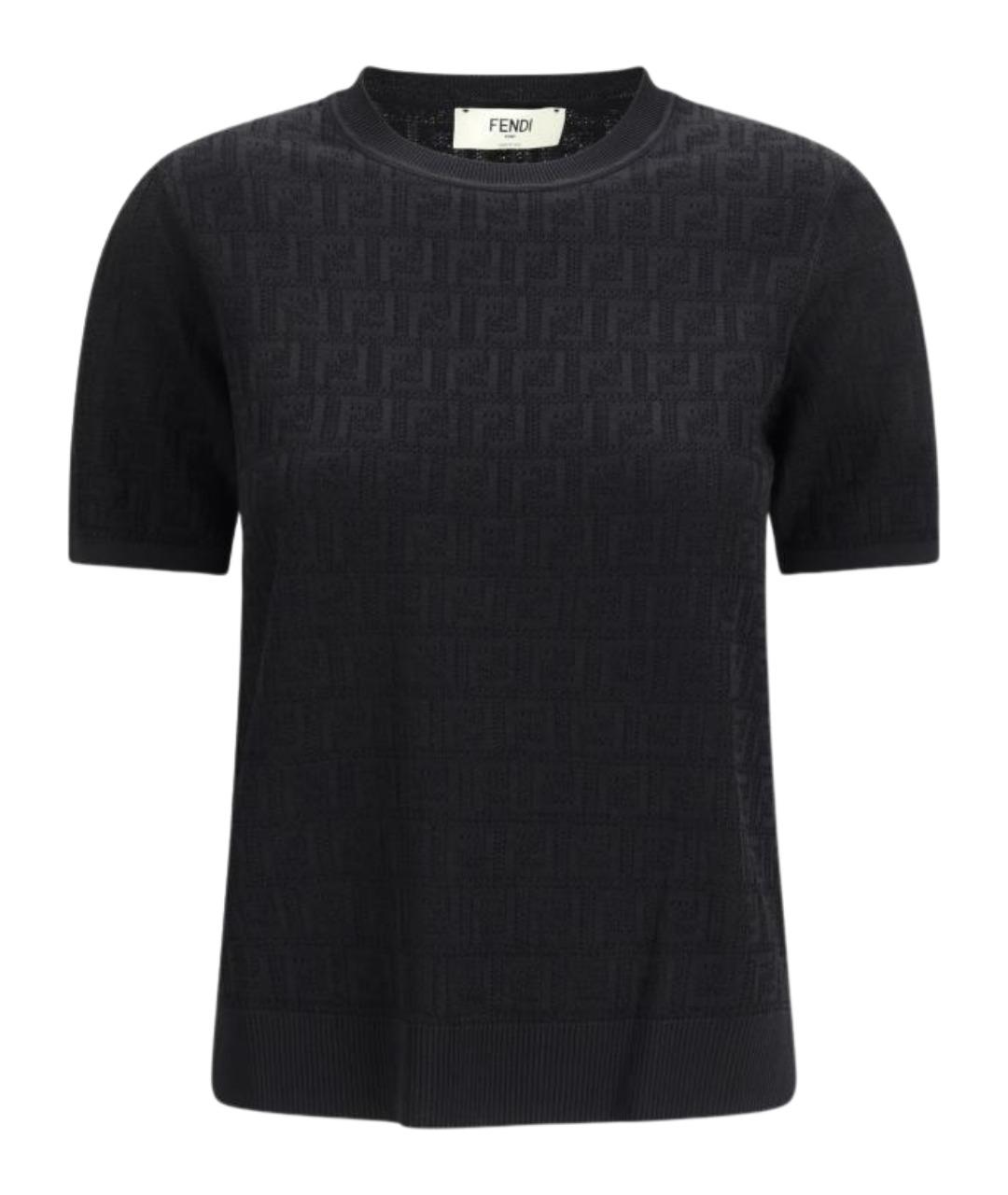 FENDI Черная хлопковая футболка, фото 1