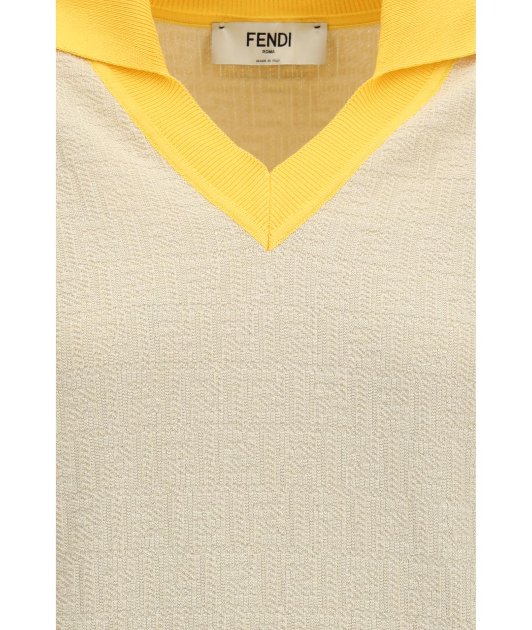 FENDI Бежевый хлопковый джемпер / свитер, фото 3