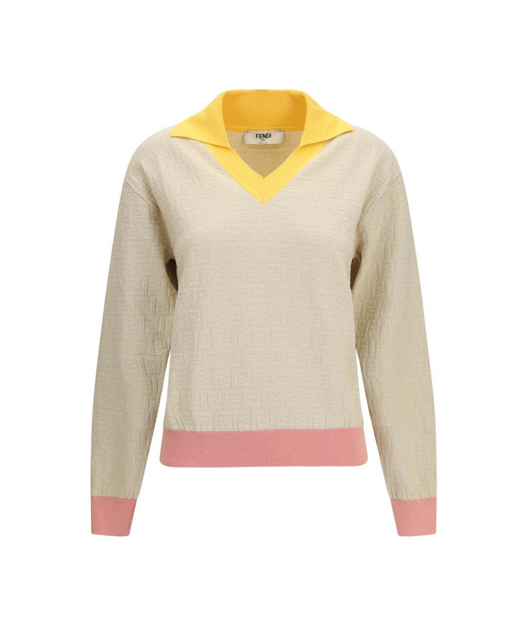 FENDI Бежевый хлопковый джемпер / свитер, фото 1