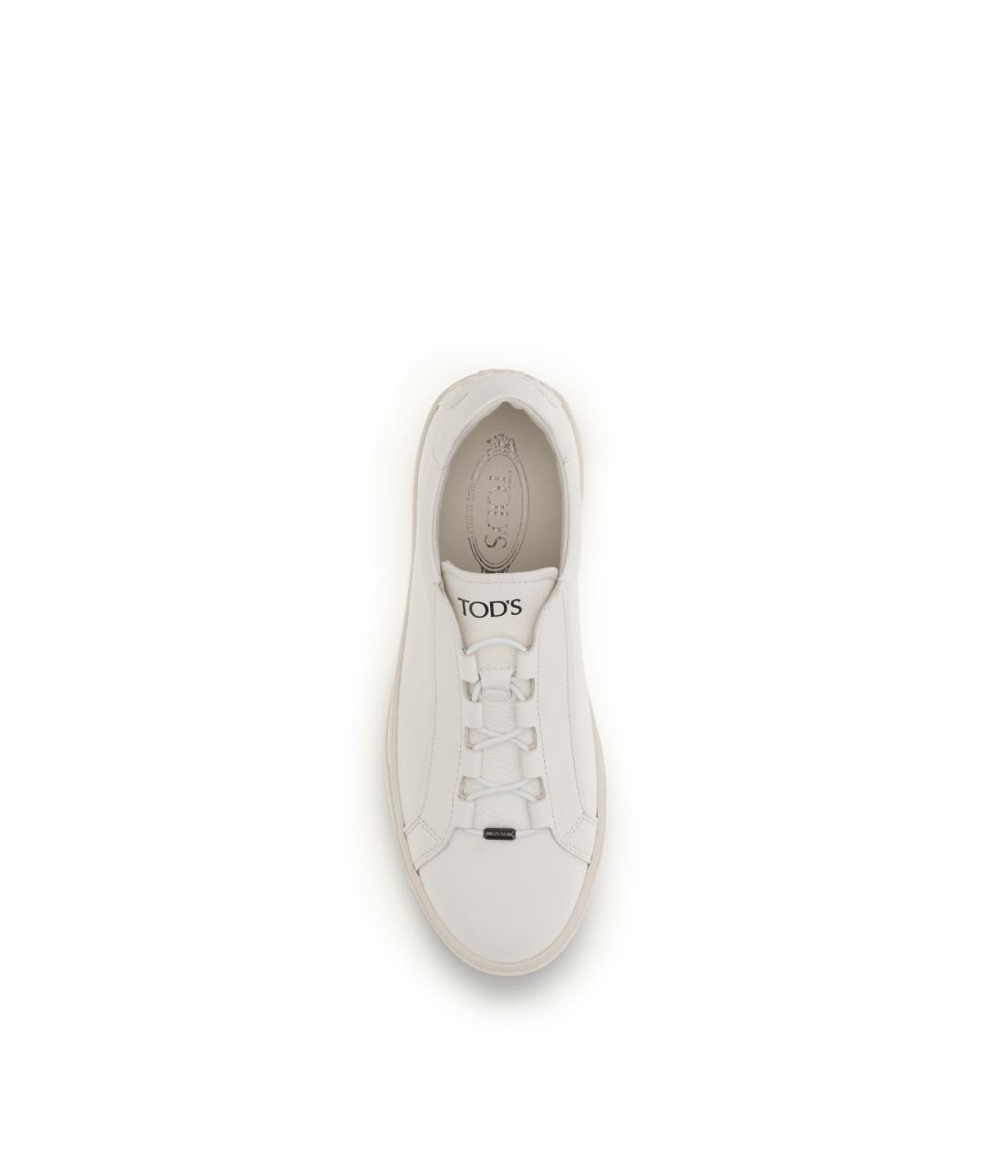 TOD'S Белые кожаные низкие кроссовки / кеды, фото 4