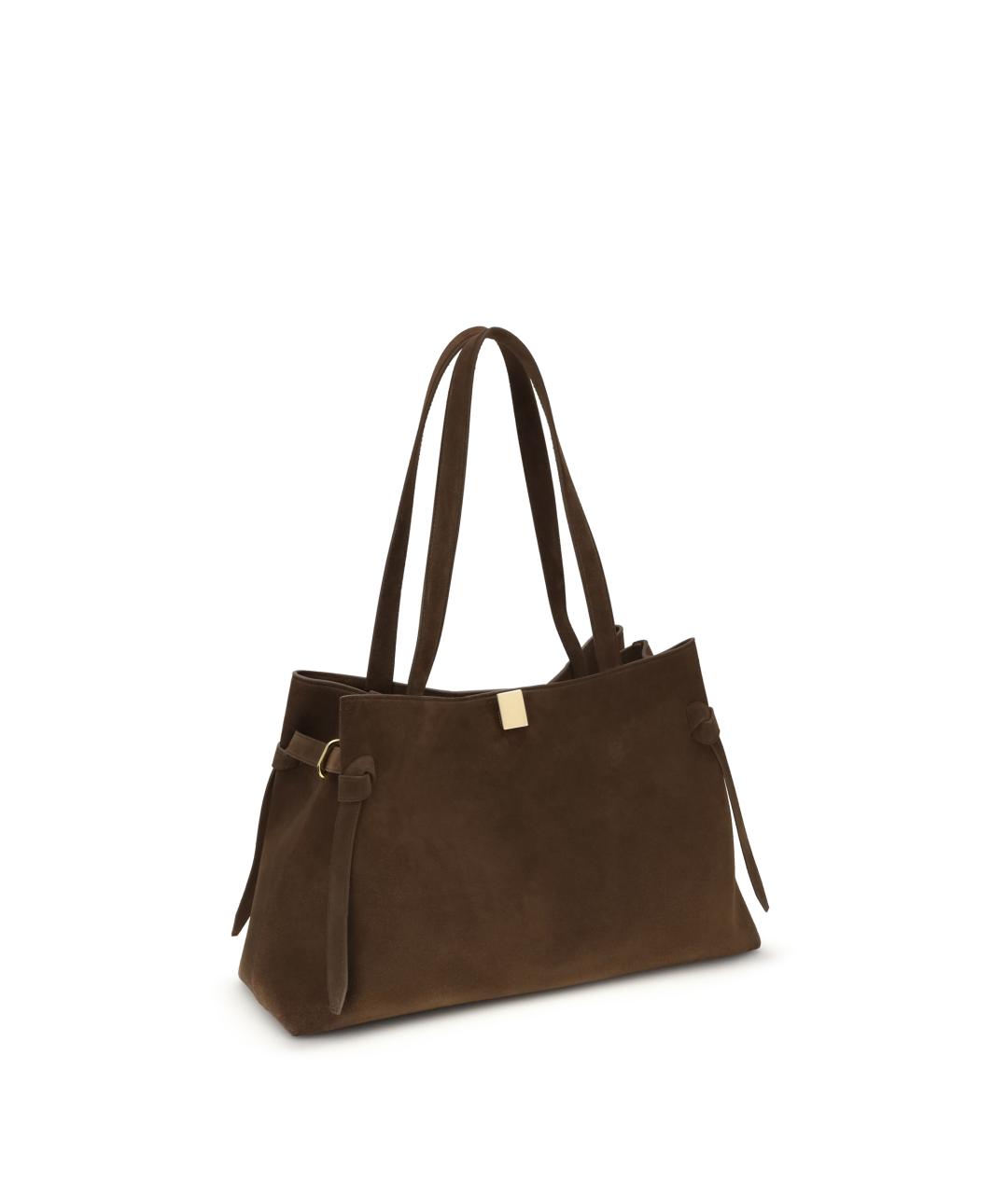 YUZEFI Коричневая замшевая сумка через плечо, фото 2