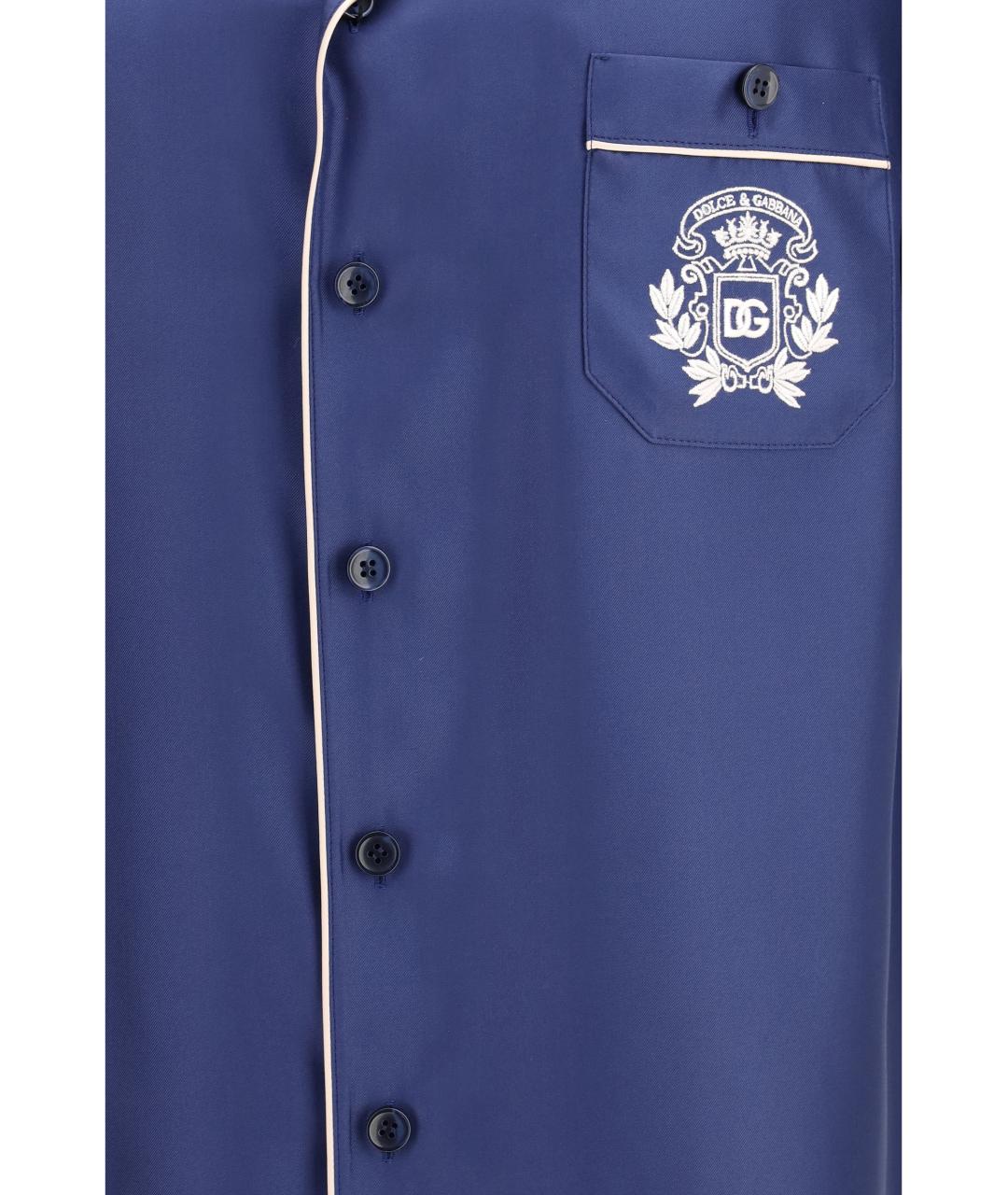 DOLCE&GABBANA Синяя шелковая кэжуал рубашка, фото 3