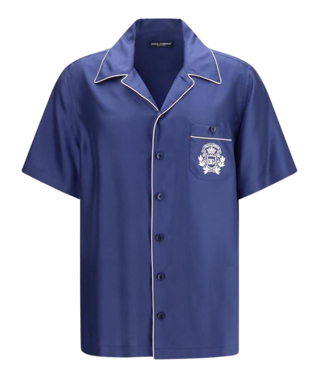 DOLCE&GABBANA Синяя шелковая кэжуал рубашка, фото 1