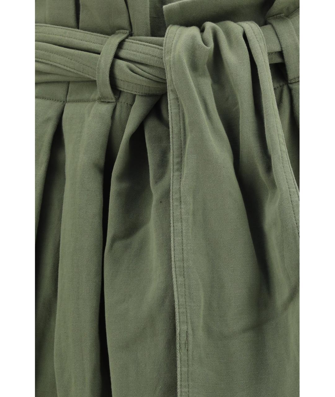 BALMAIN Зеленые хлопковые прямые брюки, фото 3