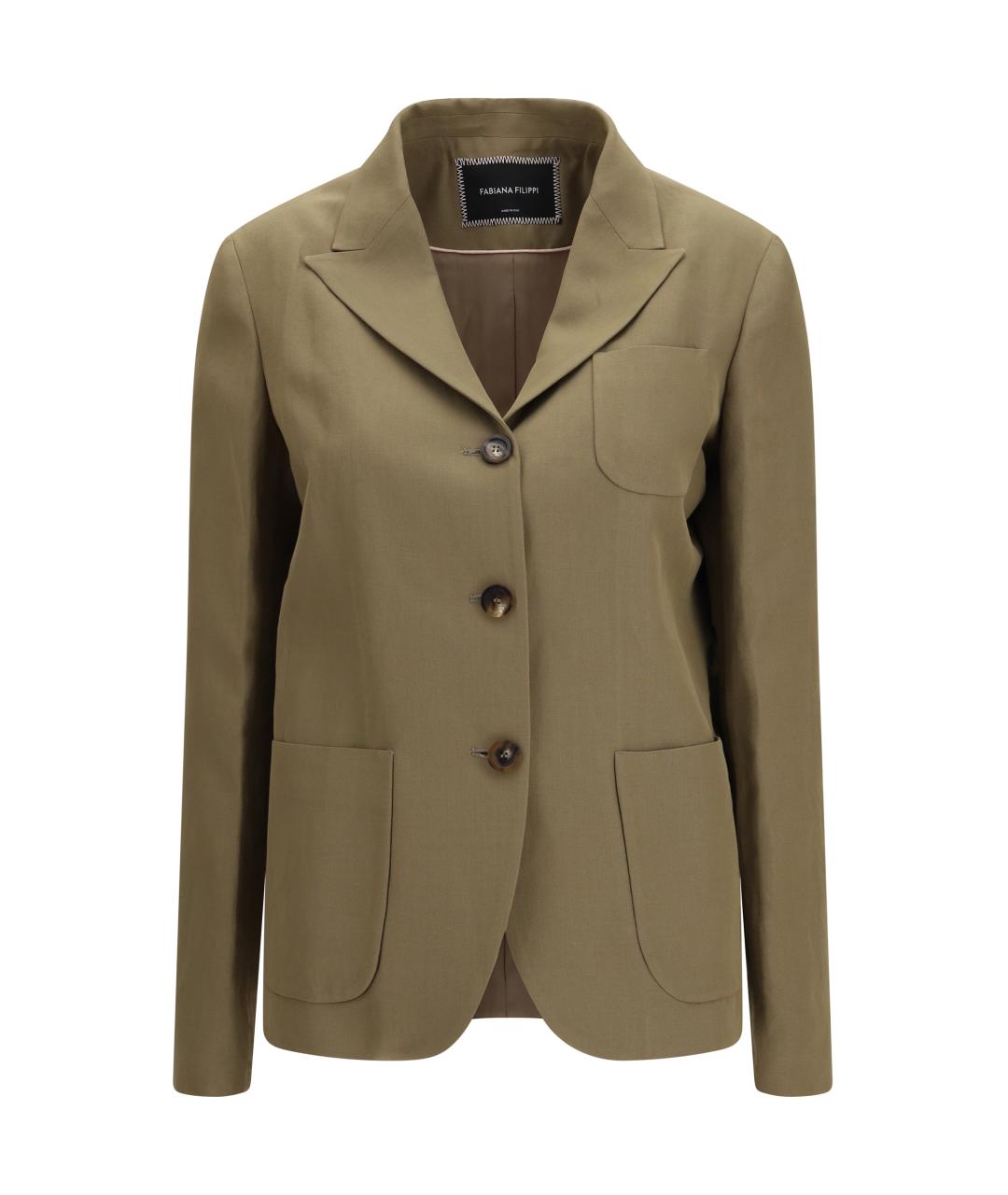 FABIANA FILIPPI Коричневый вискозный жакет/пиджак, фото 1