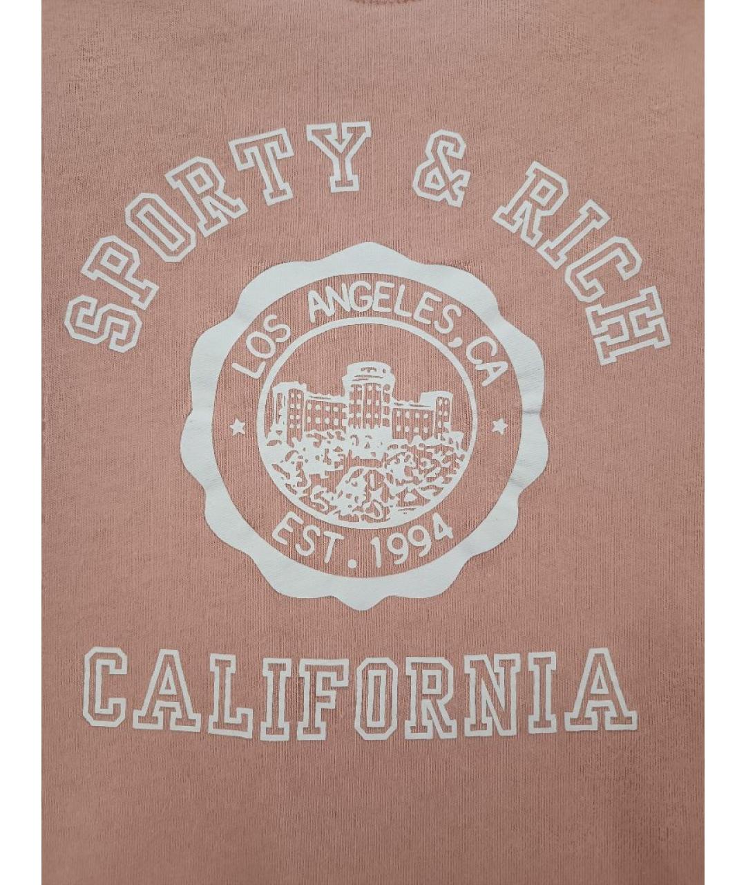 SPORTY AND RICH Коралловая хлопковая футболка, фото 4