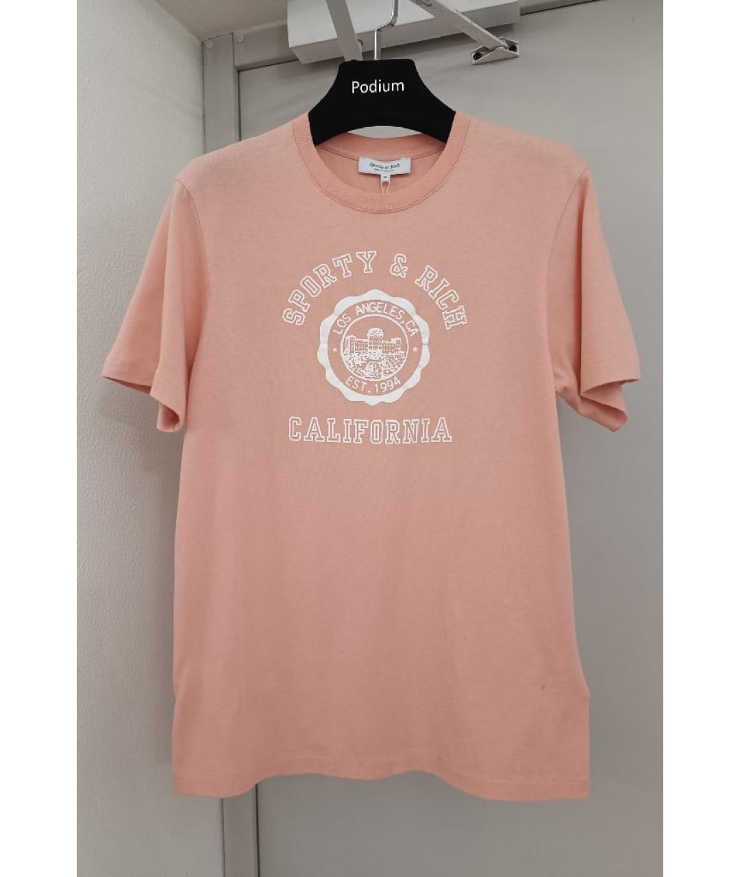 SPORTY AND RICH Коралловая хлопковая футболка, фото 8