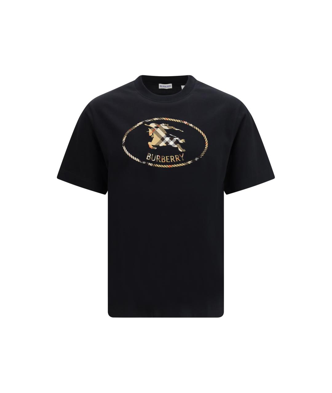 BURBERRY Черная хлопковая футболка, фото 4