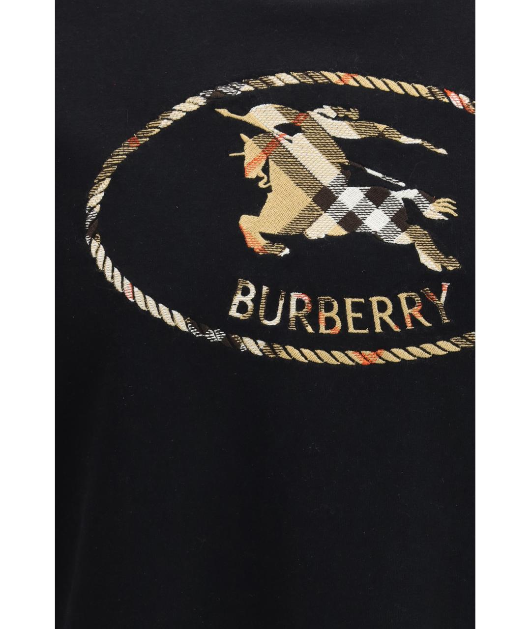 BURBERRY Черная хлопковая футболка, фото 3