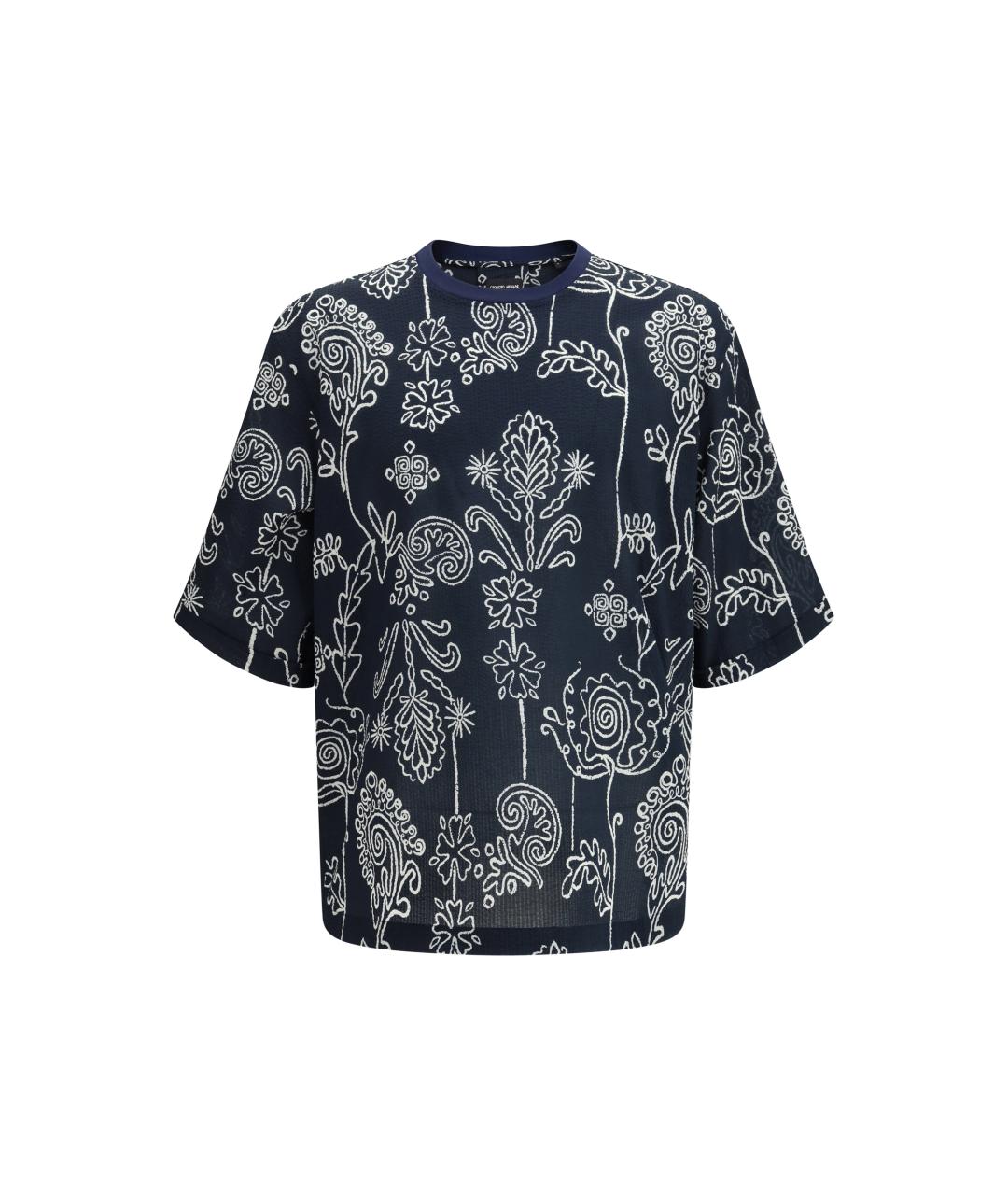 GIORGIO ARMANI Темно-синяя хлопковая футболка, фото 1