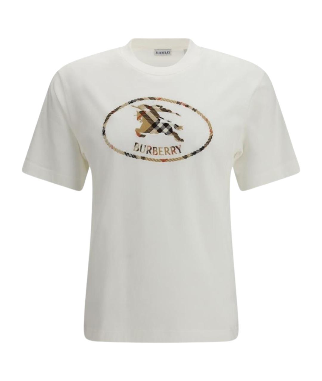 BURBERRY Белая хлопковая футболка, фото 1