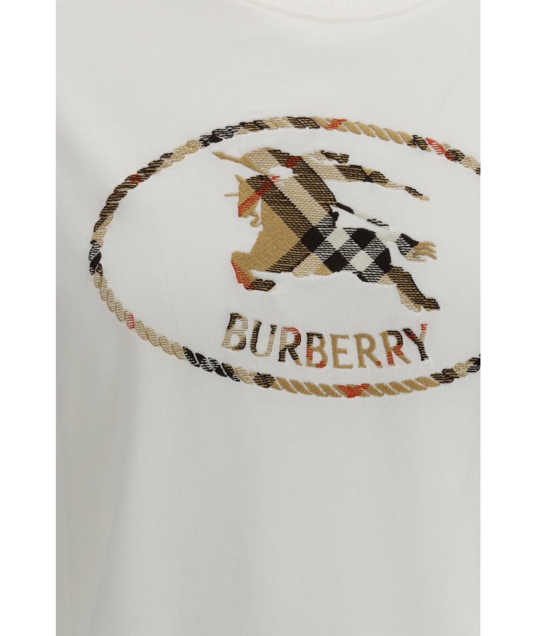 BURBERRY Белая хлопковая футболка, фото 3