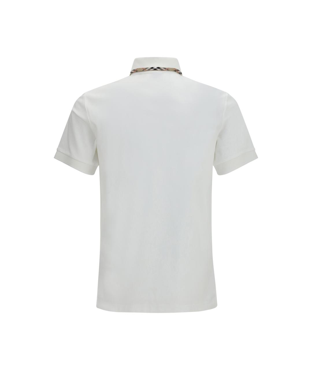 BURBERRY Белое хлопковое поло с коротким рукавом, фото 2