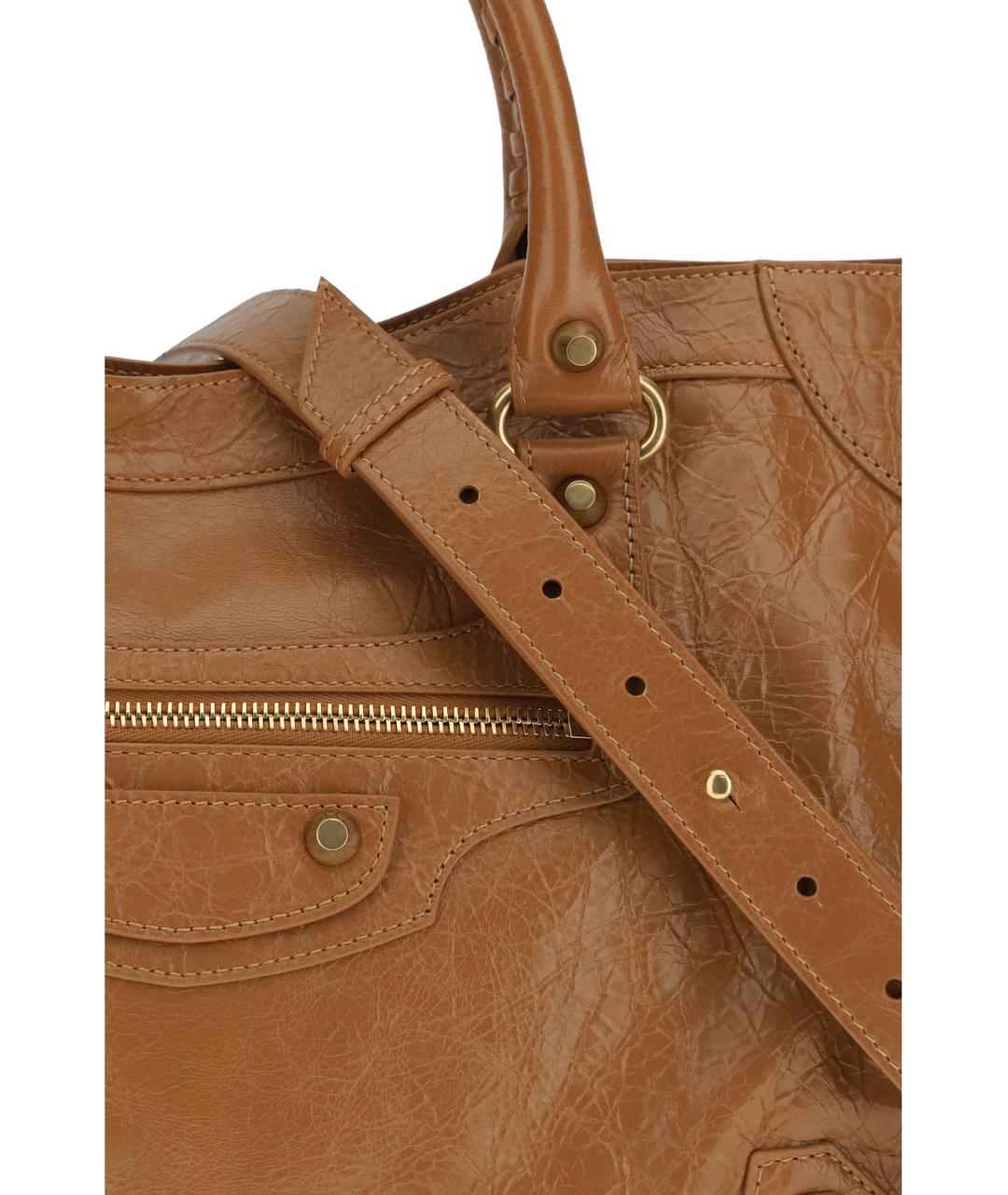 BALENCIAGA Коричневая кожаная сумка тоут, фото 4