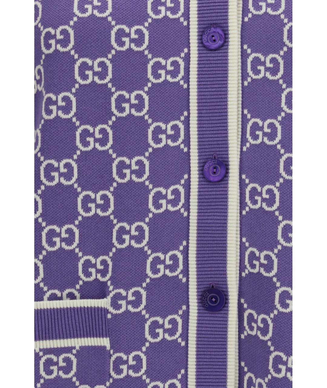 GUCCI Фиолетовый хлопковый кардиган, фото 3