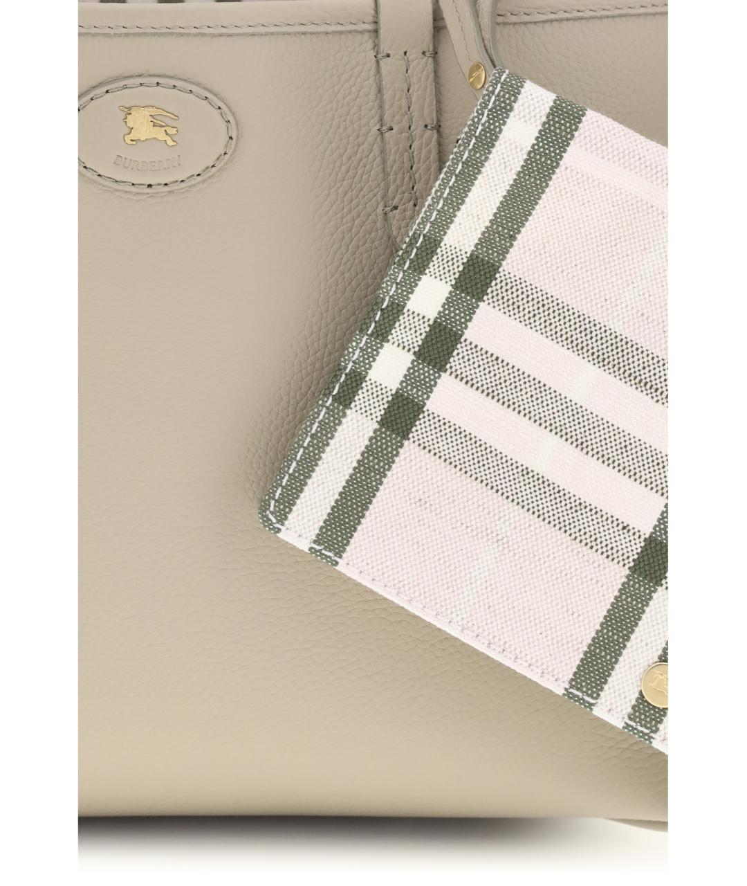 BURBERRY Бежевая кожаная сумка тоут, фото 4