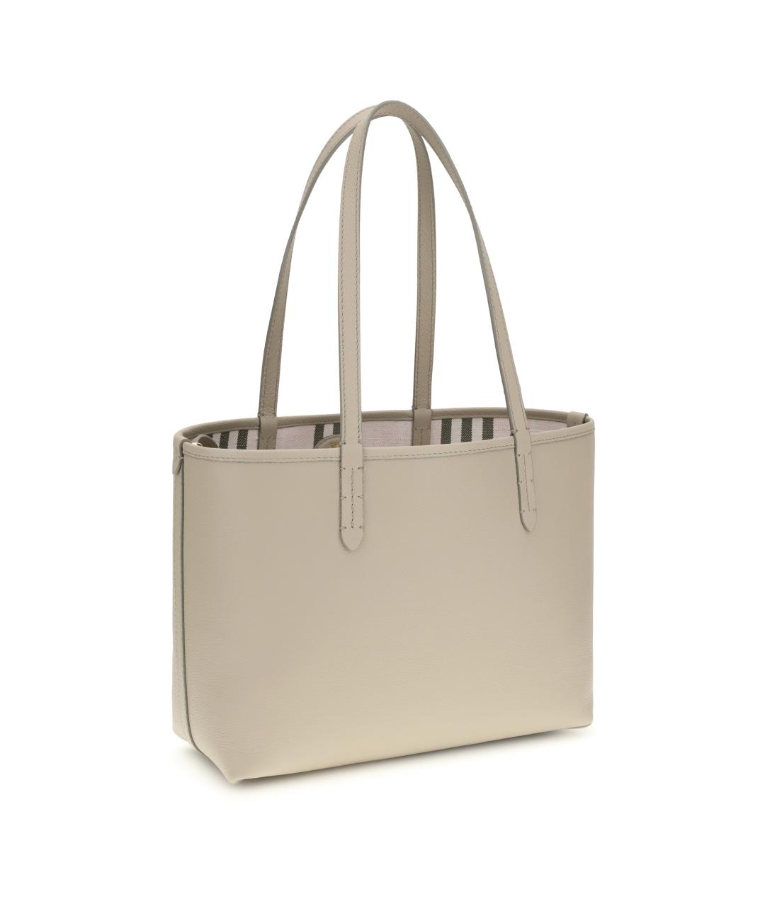 BURBERRY Бежевая кожаная сумка тоут, фото 3