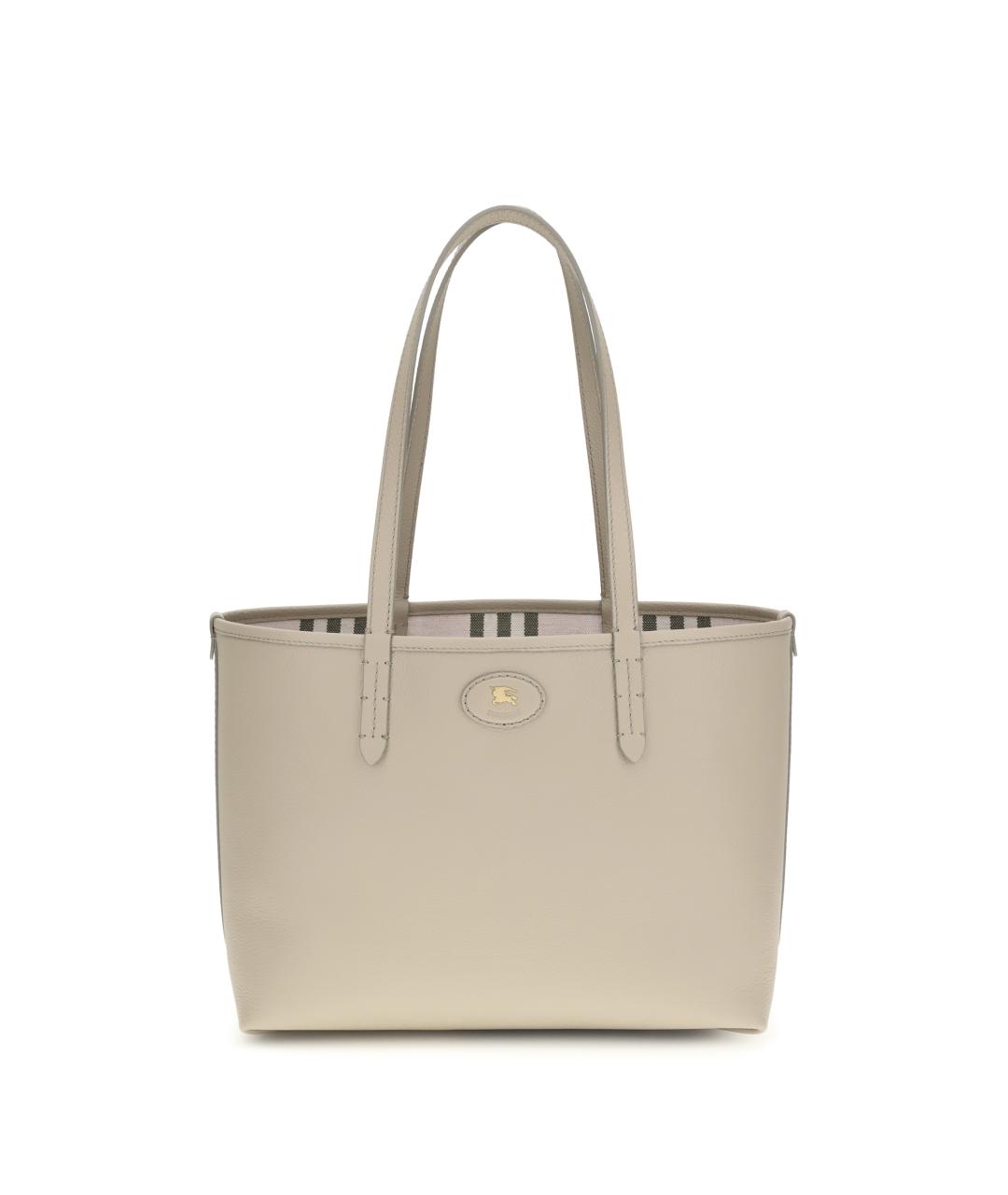 BURBERRY Бежевая кожаная сумка тоут, фото 1