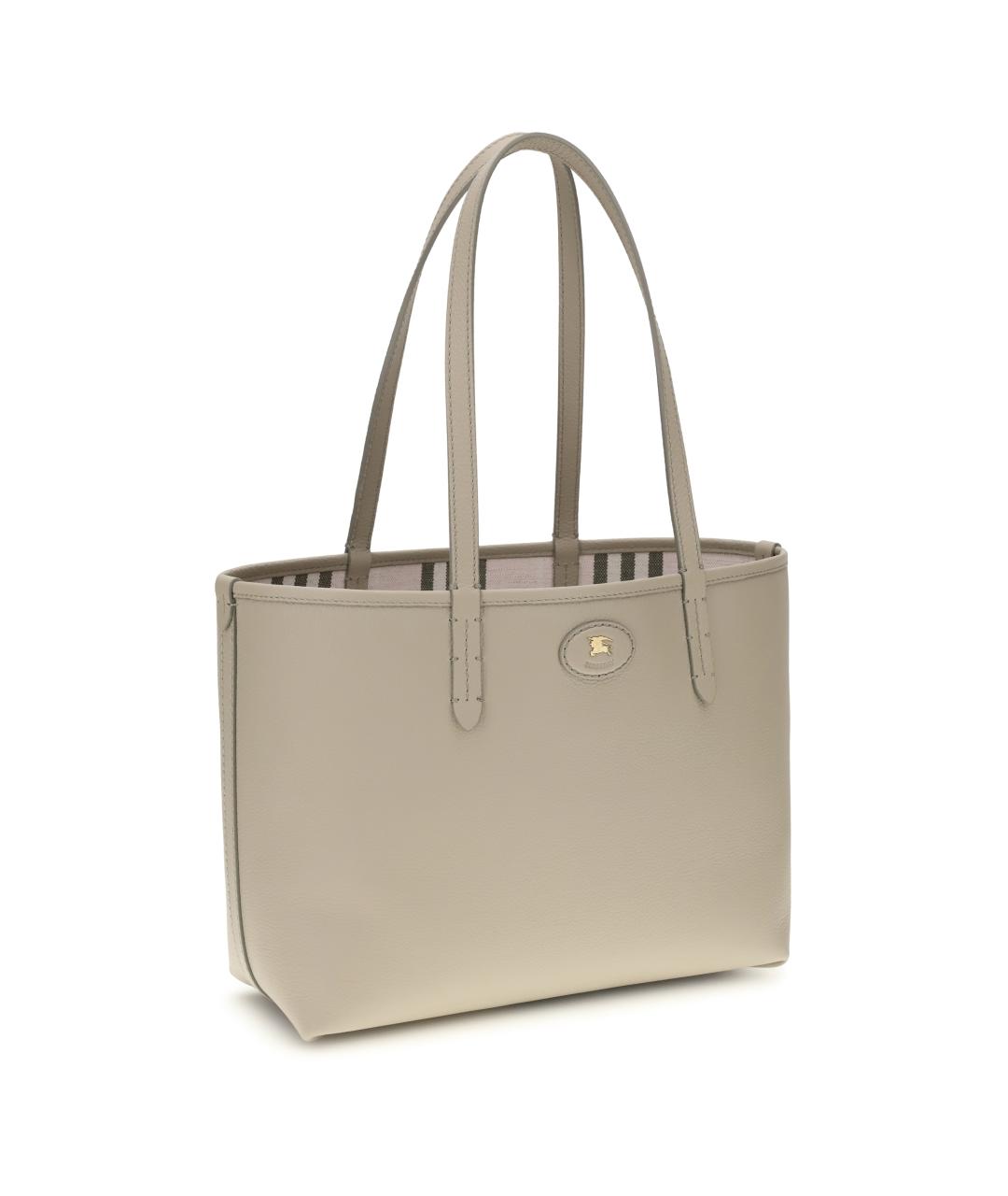 BURBERRY Бежевая кожаная сумка тоут, фото 2