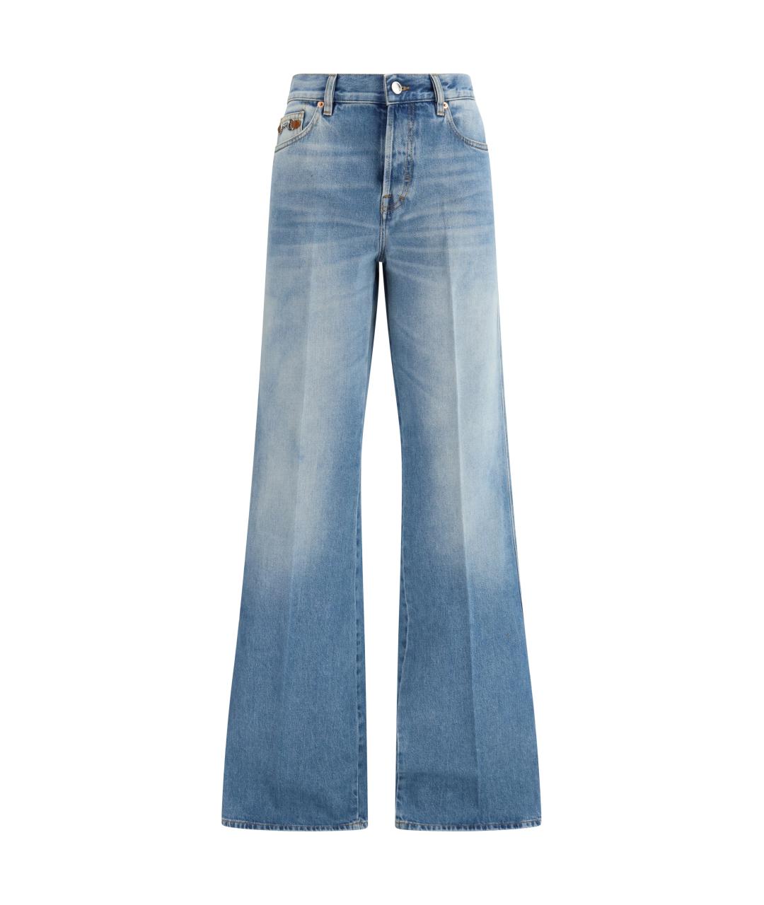 GUCCI Синие хлопковые прямые джинсы, фото 1