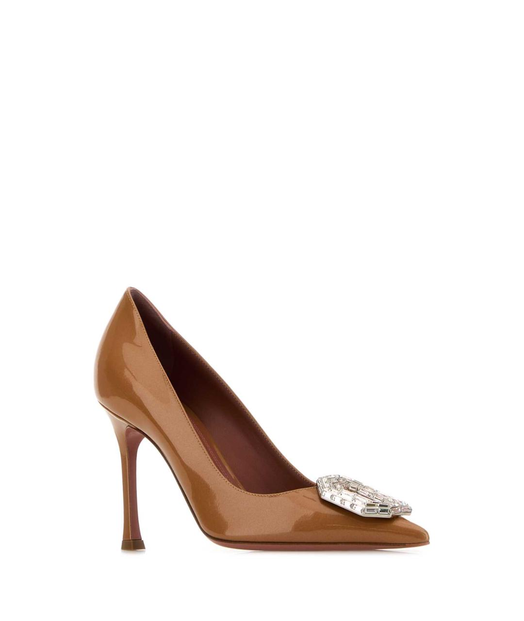 Amina Muaddi Горчичные туфли из лакированной кожи, фото 1