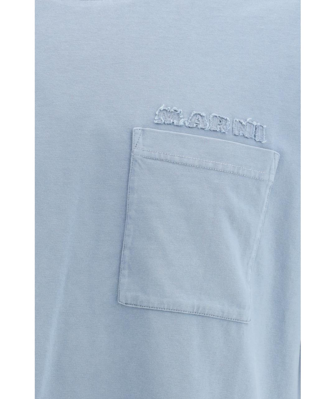 MARNI Голубая хлопковая футболка, фото 3