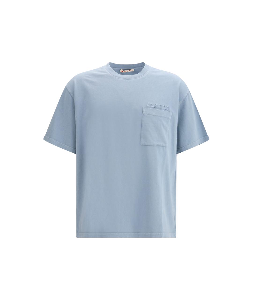 MARNI Голубая хлопковая футболка, фото 4