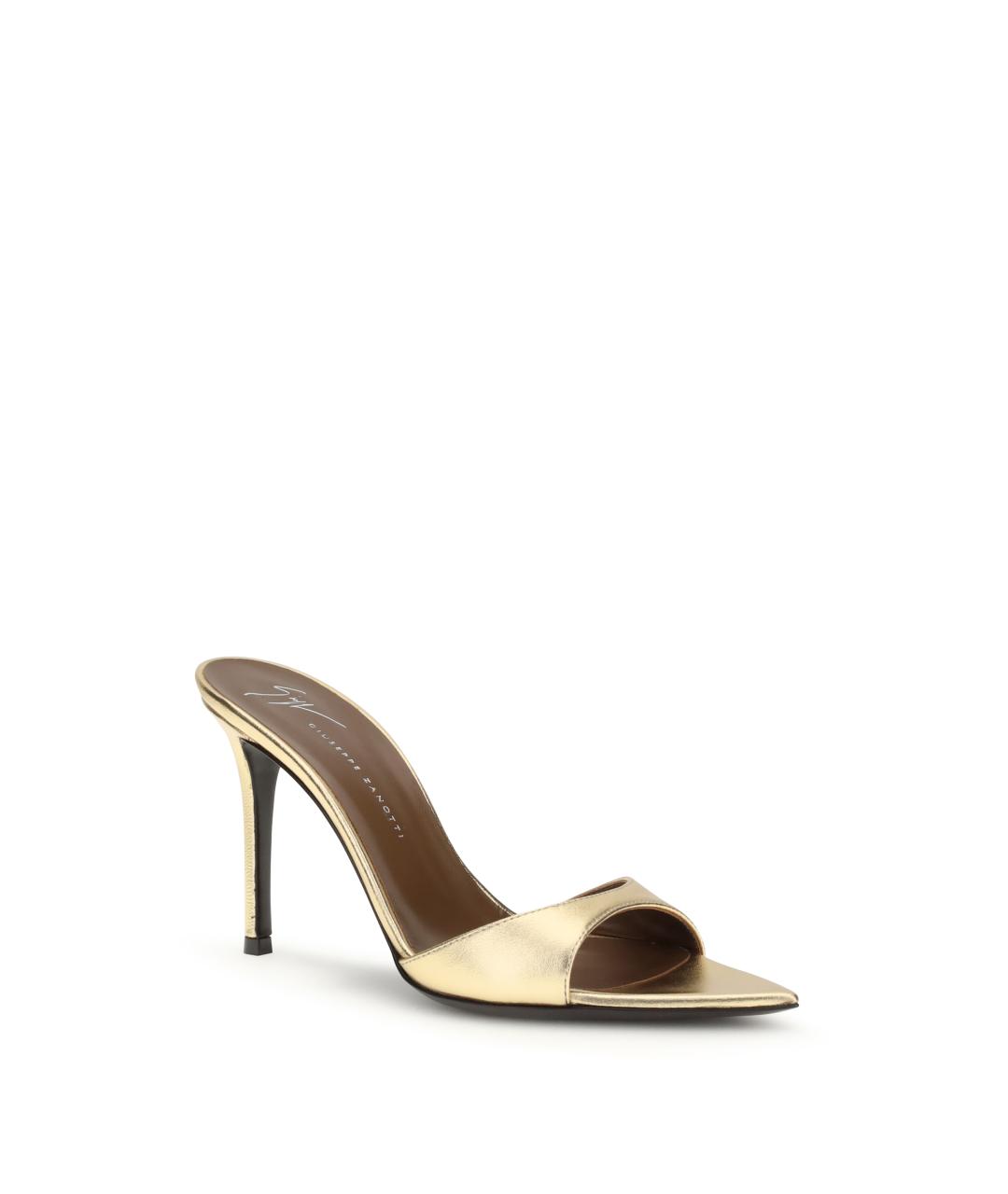 GIUSEPPE ZANOTTI DESIGN Золотые кожаные мюли, фото 2