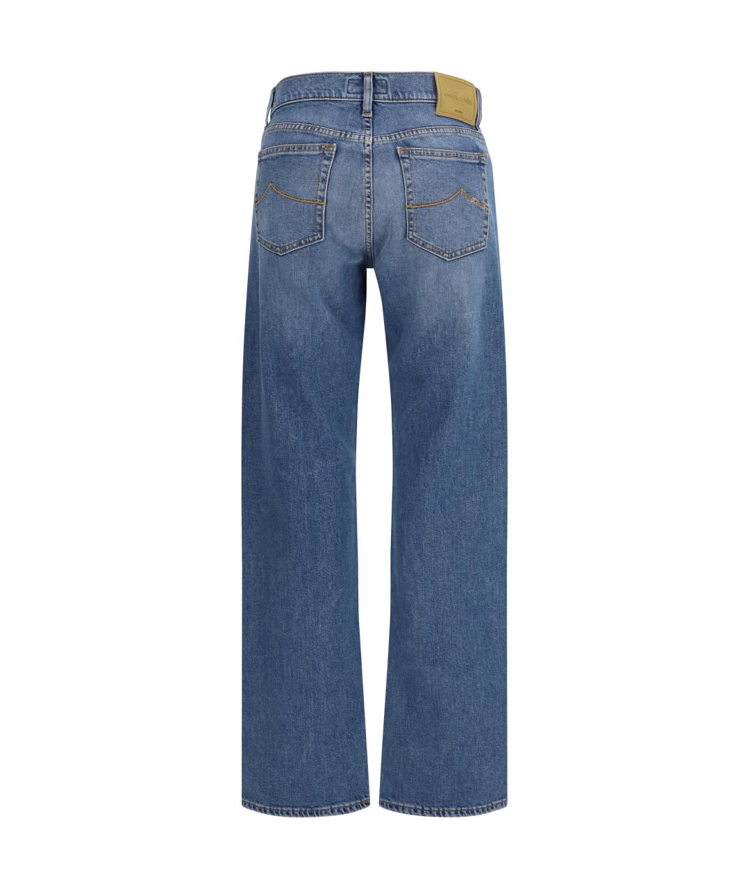 JACOB COHEN Синие хлопковые прямые джинсы, фото 2