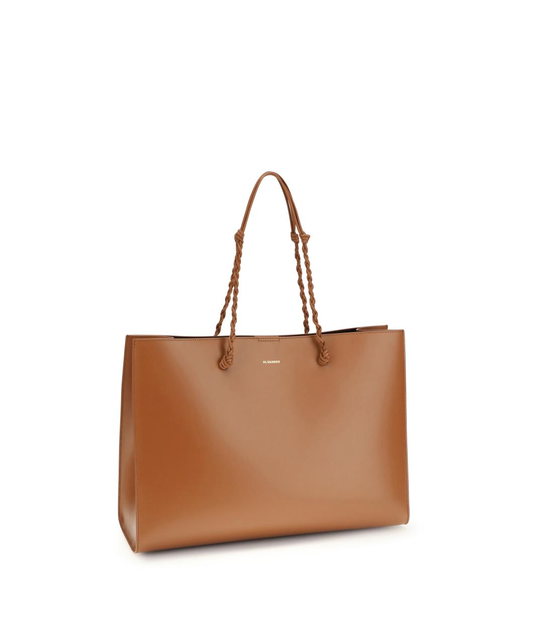 JIL SANDER Коричневая кожаная сумка тоут, фото 2